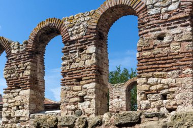 Harabeleri, eski kilise olan Ayasofya kasaba, Nessebar, Burgaz bölge, Bulgaristan