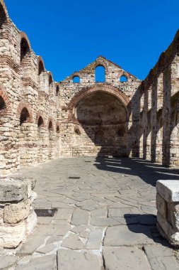 Harabeleri, eski kilise olan Ayasofya kasaba, Nessebar, Burgaz bölge, Bulgaristan