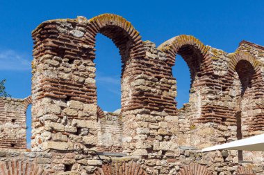 Harabeleri, eski kilise olan Ayasofya kasaba, Nessebar, Burgaz bölge, Bulgaristan