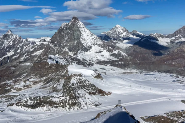 Mount Matterhorn Kış Manzarası Inanılmaz Bulutlar Valais Canton Alpler Sviçre — Stok fotoğraf