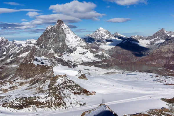 Mount Matterhorn Kış Manzarası Inanılmaz Bulutlar Valais Canton Alpler Sviçre — Stok fotoğraf