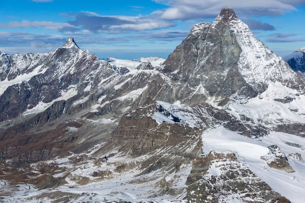 Mount Matterhorn Kış Manzarası Inanılmaz Bulutlar Valais Canton Alpler Sviçre — Stok fotoğraf