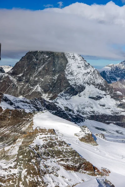 Amazing Winter View Mount Matterhorn Covered Clouds Canton Valais Alps — Stock Photo, Image