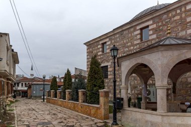 Skopje, Makedonya - 24 Şubat 2018: Camii eski şehir şehir Üsküp, Makedonya Cumhuriyeti