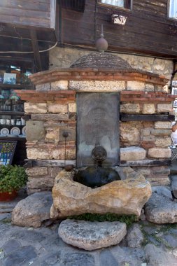 Nessebar, Bulgaristan - 12 Ağustos 2018: Eski Çeşme Nessebar Eski kasaba Burgaz bölge, Bulgaristan