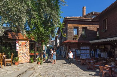 Nessebar, Bulgaristan - 12 Ağustos 2018: Kalıntıları, antik kilise olan Ayasofya Nessebar kasaba, Burgaz bölge, Bulgaristan