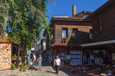 Nessebar, Bulgaristan - 12 Ağustos 2018: Kalıntıları, antik kilise olan Ayasofya Nessebar kasaba, Burgaz bölge, Bulgaristan