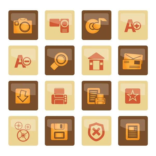 Internet Website Icons Brown Background Vector Icon Set — Stock Vector