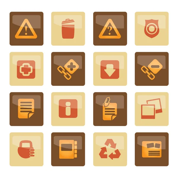 Web Site Computer Icons Brown Background Vector Icon Set — Stock Vector