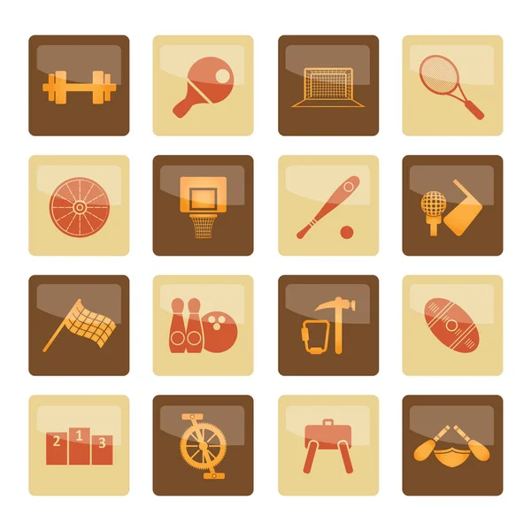 Sports Gear Tools Icons Brown Background Vector Icon Set — Stock Vector