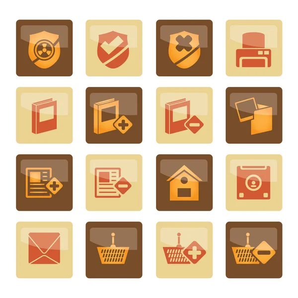 Internet Website Knoppen Pictogrammen Bruine Achtergrond Vector Icon Set — Stockvector