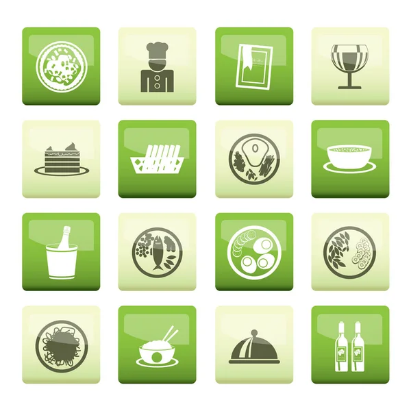 Іконки Ресторану Їжі Напоїв Зеленому Фоні Векторний Набір Іконок — стоковий вектор