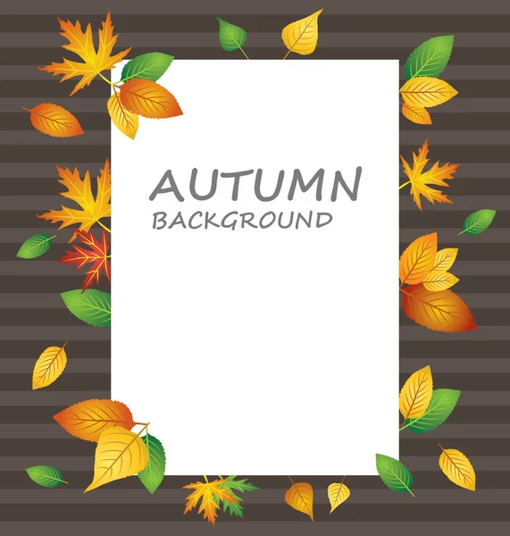 Weißes Leeres Papier Auf Herbstlichem Hintergrund Mit Verschiedenen Blättern Vektorillustration — Stockvektor