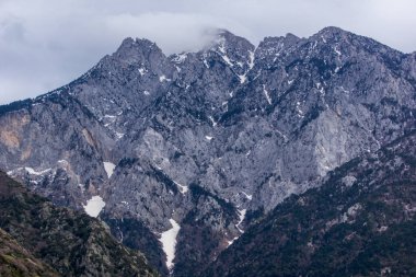 Athos Dağı 'nın Kutsal Dağ Özerk Manastırı manzarası, Chalkidiki, Yunanistan