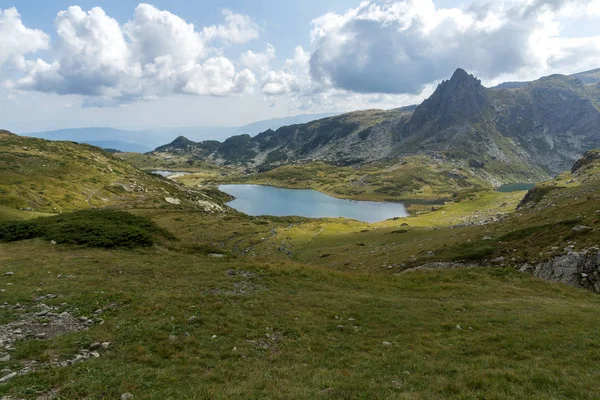 Vista Verão Lago Gêmeo Montanha Rila Sete Lagos Rila Bulgária — Fotografia de Stock