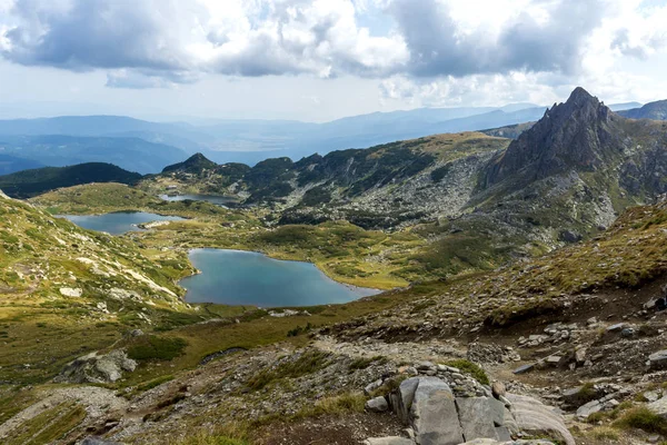 Pemandangan Musim Panas Twin Trefoil Fish Lakes Rila Mountain Seven — Stok Foto