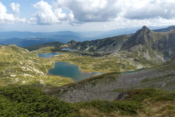 Pemandangan Musim Panas Twin Trefoil Fish Lakes Rila Mountain Seven — Stok Foto