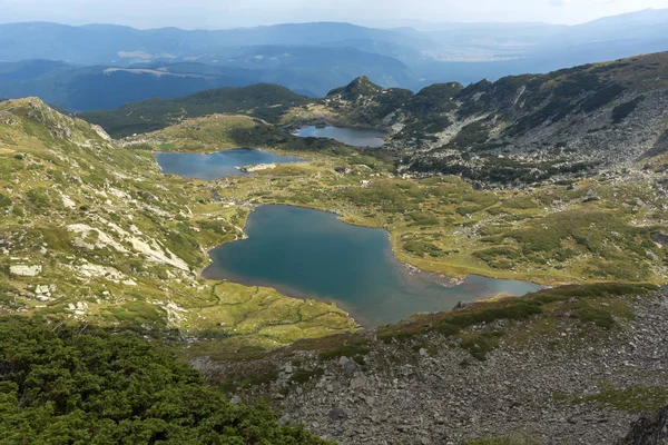 Pemandangan Musim Panas Twin Trefoil Fish Lakes Rila Mountain Seven — Stok Foto