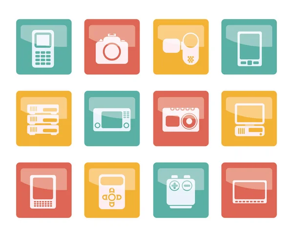 Technical Media Electronics Icons Colored Background Vector Icon Set — Stock Vector