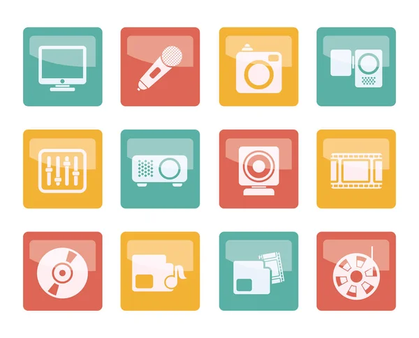 Iconos Equipos Multimedia Sobre Fondo Color Conjunto Iconos Vector — Vector de stock