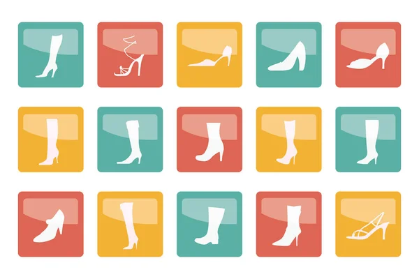 Shoe Boot Icons Colored Background Vector Icon Set — Stock Vector