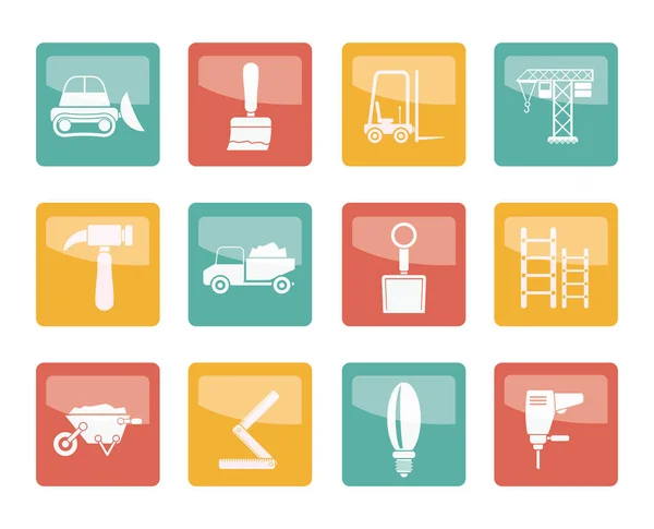 Building Construction Equipment Icons Colored Background Vector Icon Set — Stock Vector