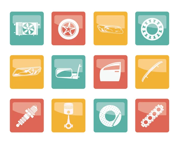 Realistic Car Parts Services Icons Colored Background Vector Icon Set — Stock Vector