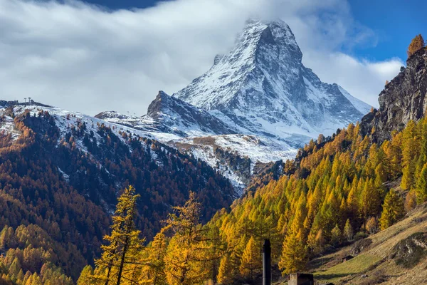 Zermatt Suíça Outubro 2015 Panorama Incrível Outono Para Zermatt Resort — Fotografia de Stock