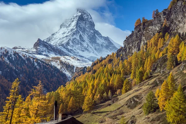 Ζερμάτ Ελβετία Οκτωβρίου 2015 Εκπληκτικό Φθινόπωρο Πανόραμα Στο Θέρετρο Ζερμάτ — Φωτογραφία Αρχείου