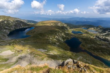 Yaz görünümü böbrek, ikiz, Trefoil, balık ve alt göller, Rila Dağı, yedi Rila göller, Bulgaristan
