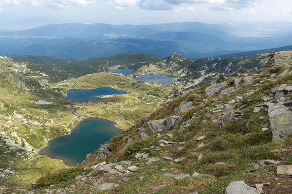 Summer View Twin Trefoil Fish Lower Lakes Rila Mountain Seven — Stock Photo, Image