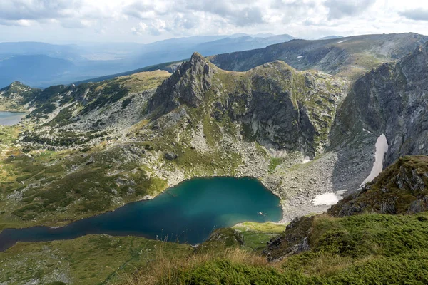 Pemandangan Musim Panas Twin Trefoil Fish Lower Lakes Rila Mountain — Stok Foto