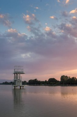 Bulgaristan 'ın Filibe kentindeki Kürek Yeri' nin şaşırtıcı Gün batımı manzarası
