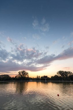 Bulgaristan 'ın Filibe kentindeki Kürek Yeri' nin şaşırtıcı Gün batımı manzarası