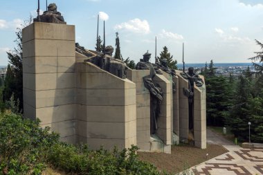 Stara Zagora, Bulgaristan - 5 Ağustos 2018: gün batımı görünümü, Memorial karmaşık savunucuları, Stara Zagora içinde şehir, Stara Zagora, Bulgaristan Amazing