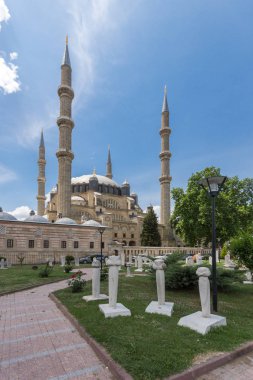 Edirne, Türkiye - 26 Mayıs 2018: 1569 ve 1575 Selimiye Camii Edirne şehri, Doğu Trakya, Türkiye'de arasında Mimar Sinan tarafından oluşturulmuş görünümü dışında mimar