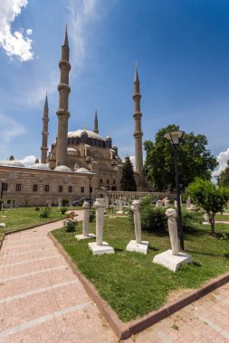 Edirne, Türkiye - 26 Mayıs 2018: 1569 ve 1575 Selimiye Camii Edirne şehri, Doğu Trakya, Türkiye'de arasında Mimar Sinan tarafından oluşturulmuş görünümü dışında mimar