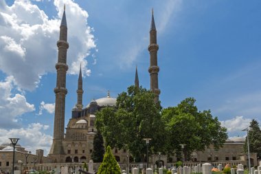 Edirne, Türkiye - 26 Mayıs 2018: 1569 ve 1575 Selimiye Camii Edirne şehri, Doğu Trakya, Türkiye'de arasında Mimar Sinan tarafından oluşturulmuş görünümü dışında mimar
