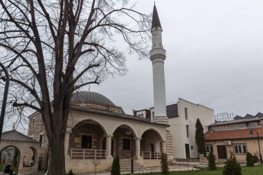Skopje, Makedonya - 24 Şubat 2018: Camii eski şehir şehir Üsküp, Makedonya Cumhuriyeti