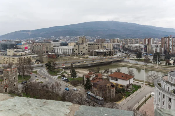 Skopje Republik Mazedonien Februar 2018 Panorama Zur Stadt Skopje Von — Stockfoto