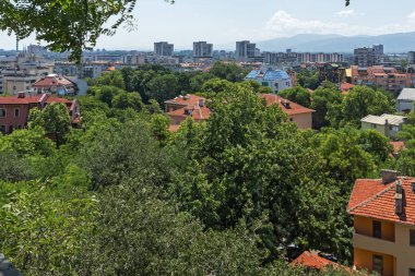 Plovdiv, Bulgaristan - 5 Temmuz 2018: Panoramik şehir Plovdiv, Bulgaristan