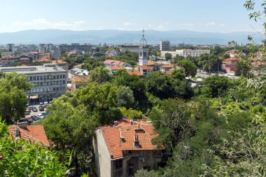 Plovdiv, Bulgaristan - 5 Temmuz 2018: Panoramik şehir Plovdiv, Bulgaristan