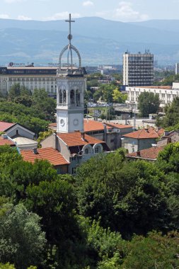 Plovdiv, Bulgaristan - 5 Temmuz 2018: Panoramik şehir Plovdiv, Bulgaristan
