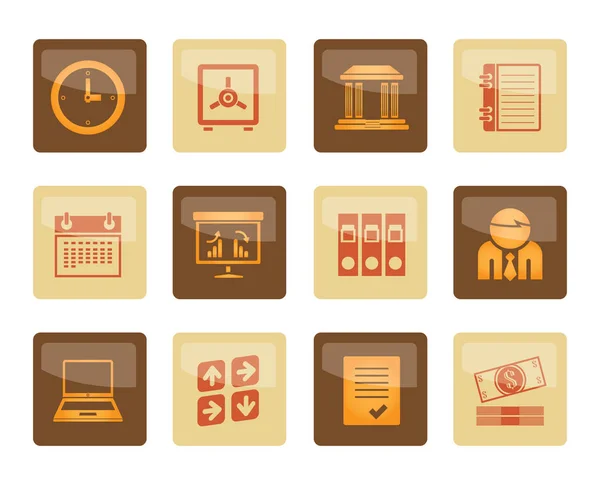 Business Finance Office Icons Brown Background Vector Icon Set — Stock Vector