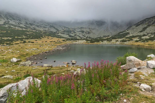 Amazing Landscape Dengan Kabut Atas Danau Musalenski Rila Gunung Bulgaria — Stok Foto