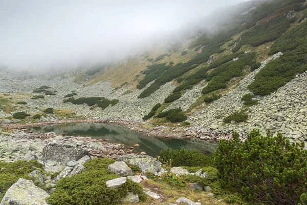 ブルガリア リラ山脈 Musalenski 湖が霧で素晴らしい風景 — ストック写真