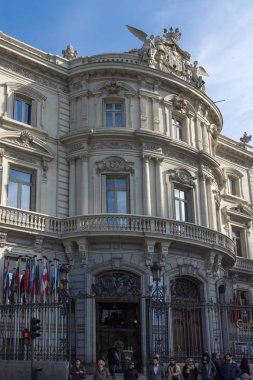 Madrid, İspanya - 24 Ocak 2018: Palace Linares Cibeles Meydanı Madrid şehir, İspanya