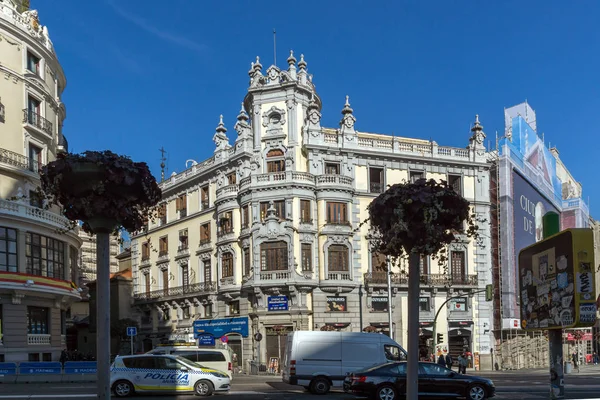 Madrid Hiszpania Stycznia 2018 Typowym Budynku Centrum Madrytu Hiszpania — Zdjęcie stockowe