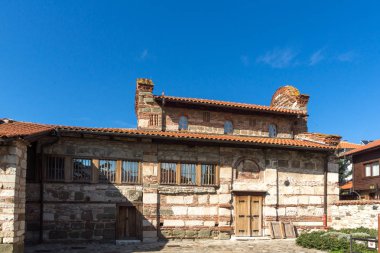 Nessebar, Bulgaristan - 12 Ağustos 2018: Kalıntıları, antik Kilisesi, Saint Stephen Nessebar kasaba, Burgaz bölge, Bulgaristan