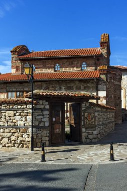 Nessebar, Bulgaristan - 12 Ağustos 2018: Kalıntıları, antik Kilisesi, Saint Stephen Nessebar kasaba, Burgaz bölge, Bulgaristan